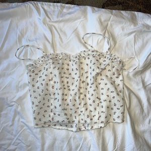 Brand new tags attached white camisole tank with flower pattern